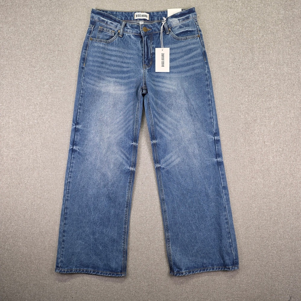 Womens 9/29 Low Rise Wide Leg Jeans Medium Wash Denim Y2K 2000s NWT